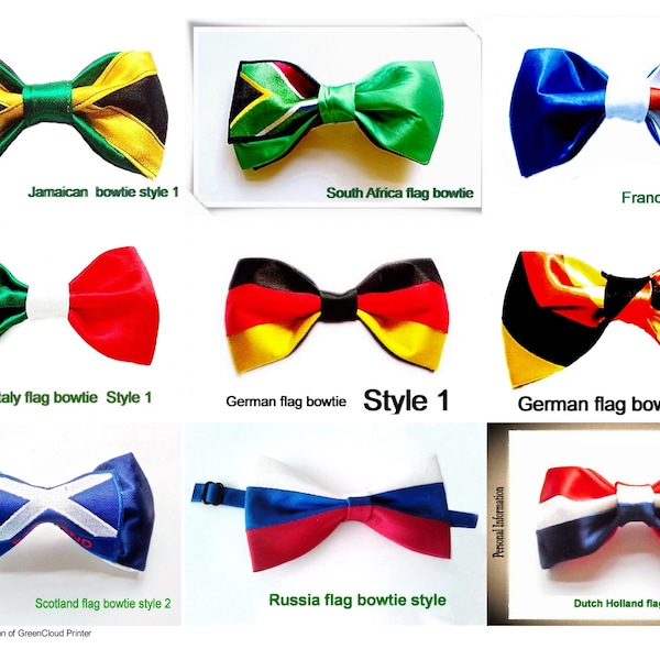 One Bowtie  Scotland,Jamaica,South Africa,france,italy,German,Dutch Holland,National Flag ,hand sewn pre tied bowties