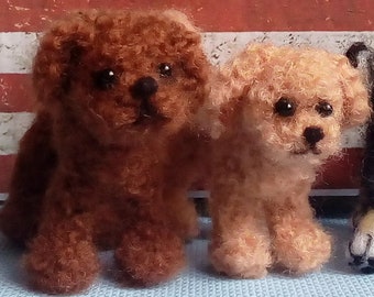 Needle felted 2 poodle dog  Wool Art Made  Fiber Sculpture pet portrait ooak