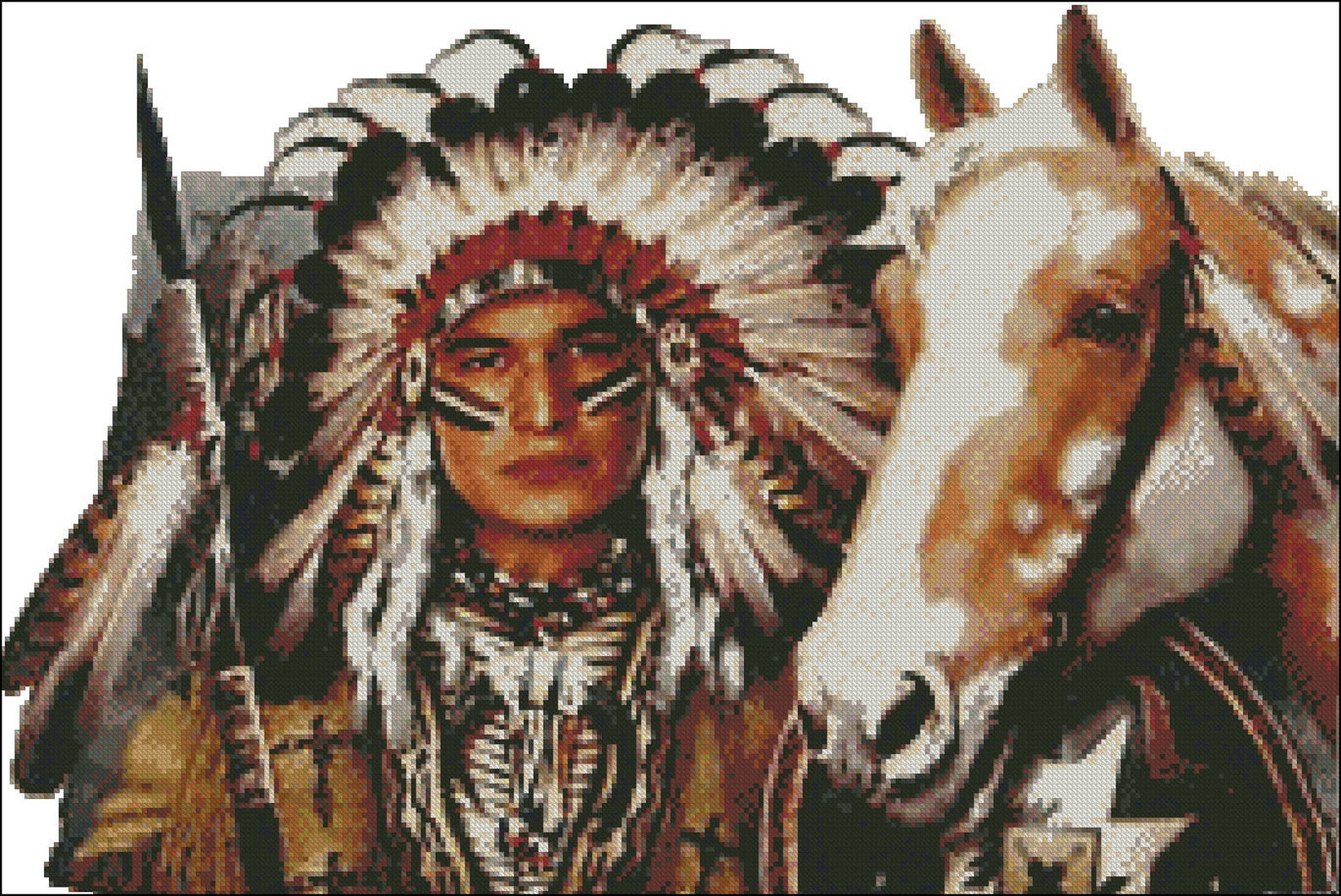 Young Indian Chief Cross Stitch Pattern Chart Needlework Etsy UK