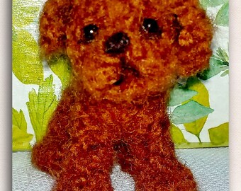 Needle felted brown poodle dog  Wool Art Made  Fiber Sculpture  pet portrait ooak