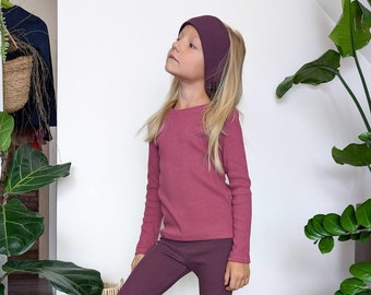 Geribbelde katoenen blouse met lange mouwen meisjes: ademend comfort