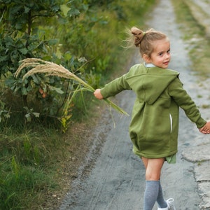 Kinderjacke, Jacke für Mädchen, Mädchenmantel, olive mantel. Bild 1