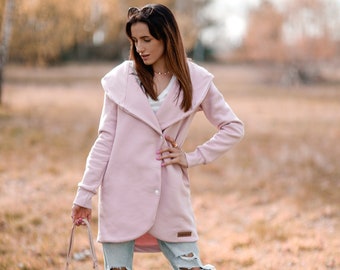 Women's knitted coat spring/autumn- light pink.