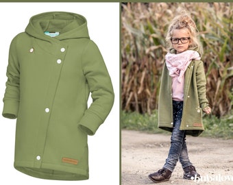 Children's coat, girls olive coat, green boys jacket, boys autumn jacket, boys clothing, boys khaki sweatshirt.