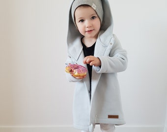 Gray girl's spring coat, boys clothing, children's sweatshirt, unisex spring jacket, cute baby clothes, walk jacket.