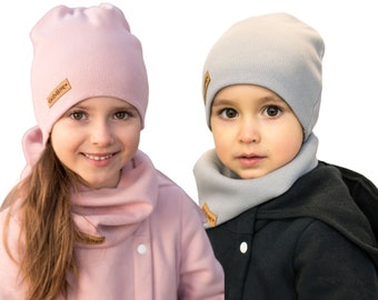 Ensemble en coton pour enfants (casquette et écharpe) - nombreuses couleurs.