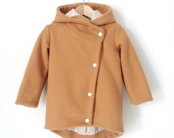 Children's wool coat, vintage little girl coat, wool coat for baby, mustard coat.