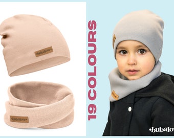 Children's spring/autumn cap with a tube scarf. Beanie.