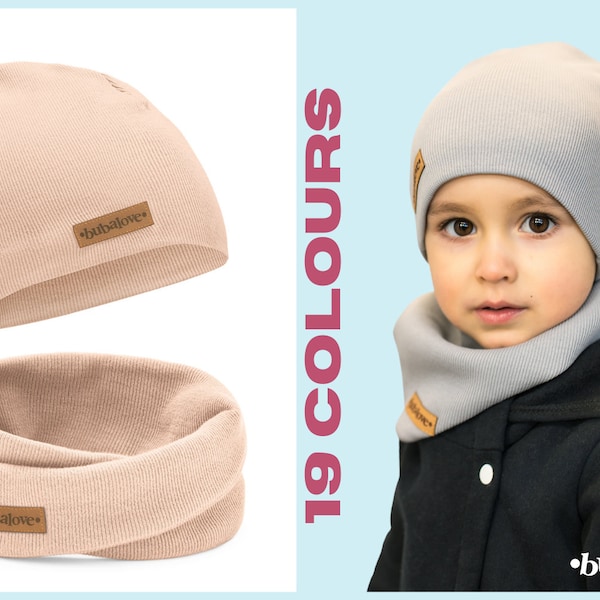 Children's spring/autumn cap with a tube scarf. Beanie.