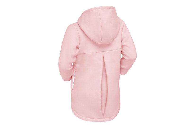 Children's hooded knitted coat in cotton in quartz pink image 5