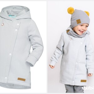 Manteau fille, veste enfant grise, manteau printemps enfant, vêtements filles, printemps unisexe, vêtements bébé mignons, manteau baptême. image 1