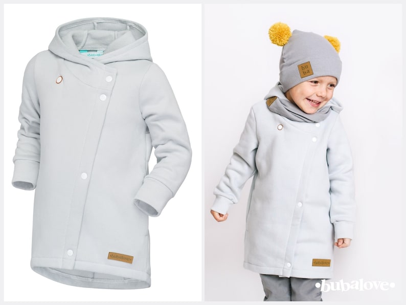 Manteau fille, veste enfant grise, manteau printemps enfant, vêtements filles, printemps unisexe, vêtements bébé mignons, manteau baptême. image 1