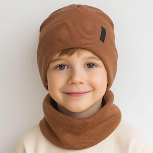 Kinder Mütze + Schlauchschal Set – doppellagig – Herbst/Winter - 6 Farben
