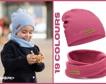 Kinder-Frühlings-Herbst-Mütze aus Baumwolle in den Farben Rosa und Neo