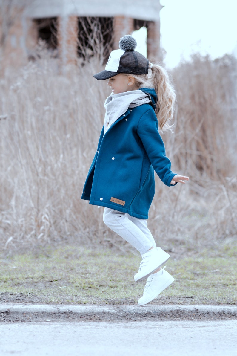 Girls jacket marine blue. Boys spring sweatshirt. Girl fall outfit. Baby coat. Navy coat. Girls navy jacket.Kids hoodie. image 2