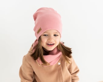 Autumn cotton set (hat and scarf) for children in 19 colours