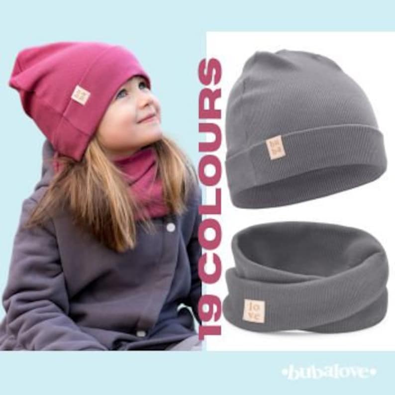 SET. Spring autumn cotton children's cap and loopschal image 1