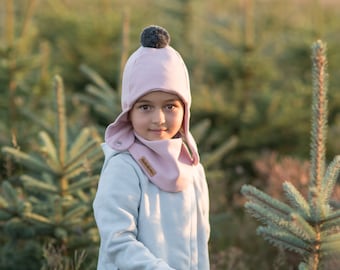 Bubalove Kinder Pilotenmütze Mit Schal Set - Warme Wintermütze Mit Bommel