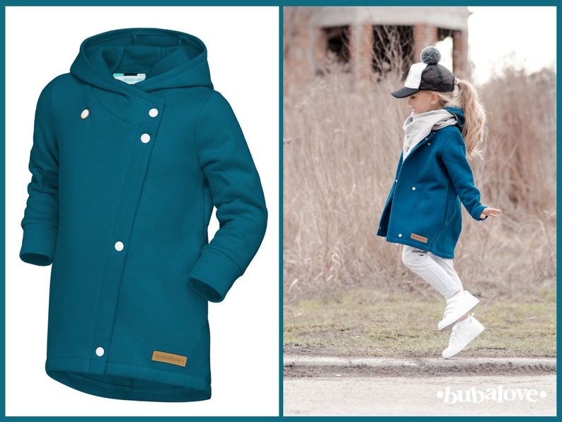 Girls jacket marine blue. Boys spring sweatshirt. Girl fall outfit. Baby coat. Navy coat. Girls navy jacket.Kids hoodie. image 1