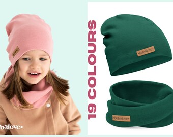Children&#39;s cotton set cap &  loopschal- many colours.