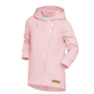 Children's hooded knitted coat in cotton in quartz pink image 4