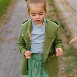 Kinderjacke, Jacke für Mädchen, Mädchenmantel, olive mantel. Bild 5