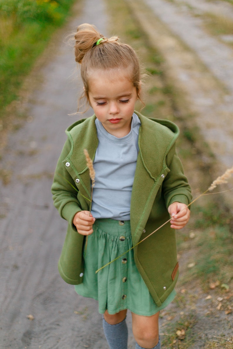 Kinderjacke, Jacke für Mädchen, Mädchenmantel, olive mantel. Bild 5