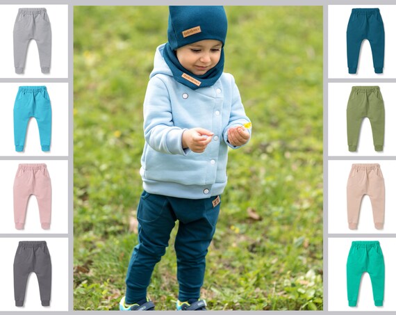 Pantalon de survetement en coton pour enfants avec entrejambe et poches reduits et poignets coteles nombreuses couleurs. Etsy France