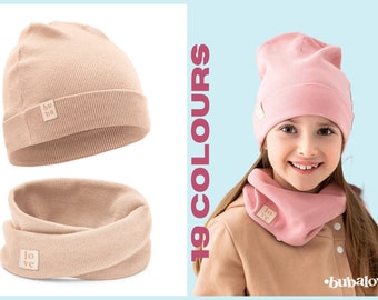 SET. Bonnet et écusson en coton pour enfants printemps automne