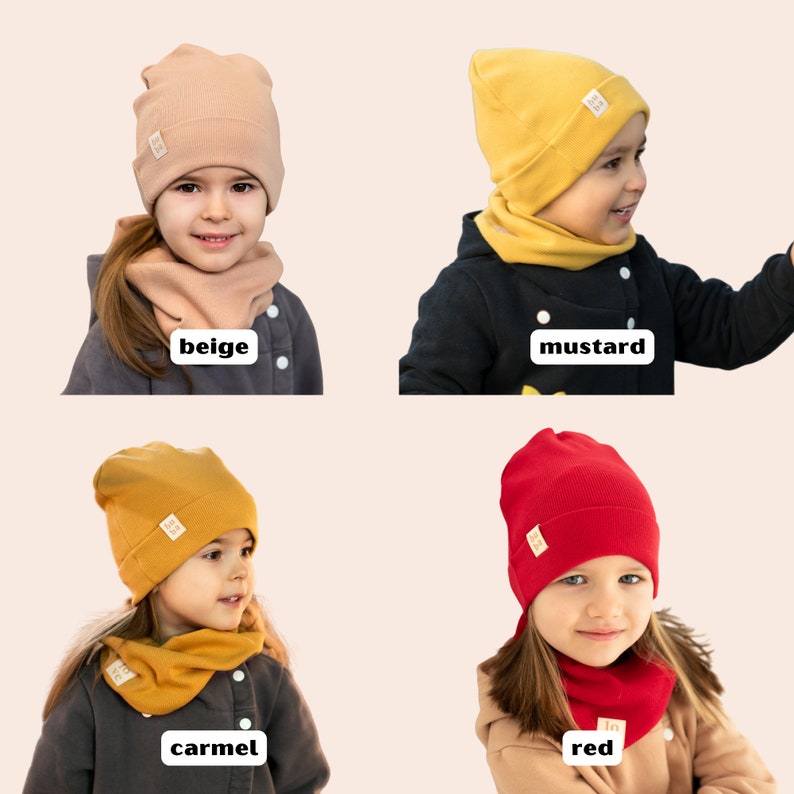 SET. Spring autumn cotton children's cap and loopschal image 5