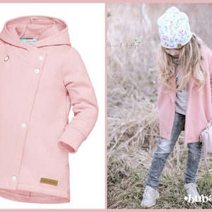 Children's hooded knitted coat in cotton in quartz pink image 1