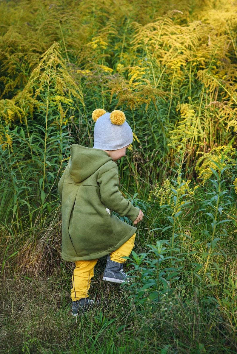 Kinderjacke, Jacke für Mädchen, Mädchenmantel, olive mantel. Bild 9