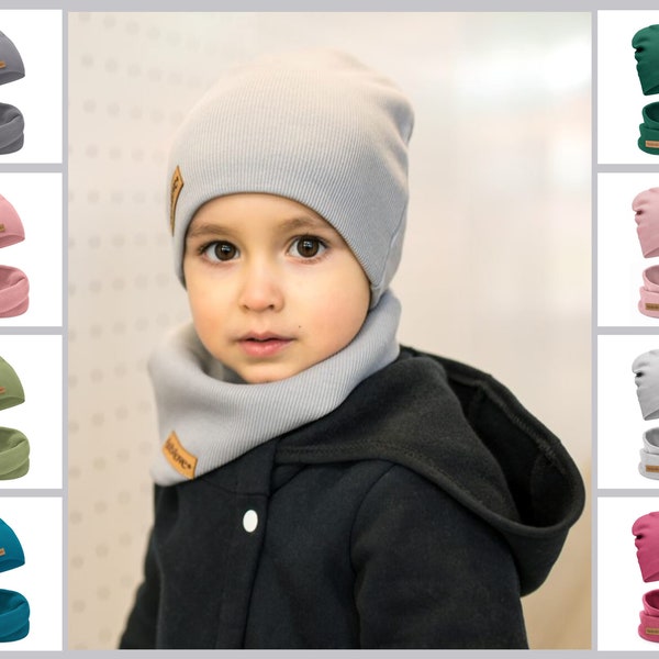 Kinder-Frühlings-Herbst-Mütze aus Baumwolle in den Farben rosa, grau, navy, grün, oliv