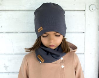 Soft Cotton Kids Beanie and Scarf Set: Stretchy Lightweight Fall Spring Gift