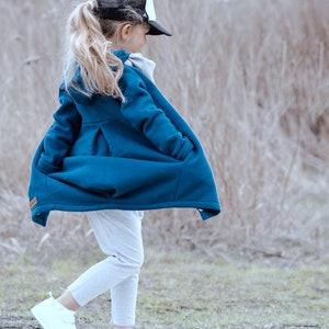 Girls jacket marine blue. Boys spring sweatshirt. Girl fall outfit. Baby coat. Navy coat. Girls navy jacket.Kids hoodie. image 3