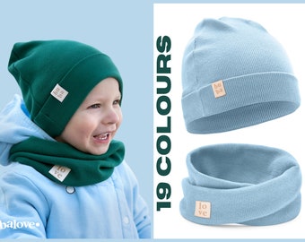Cotton spring and autumn set (beanie+twisted scarf).