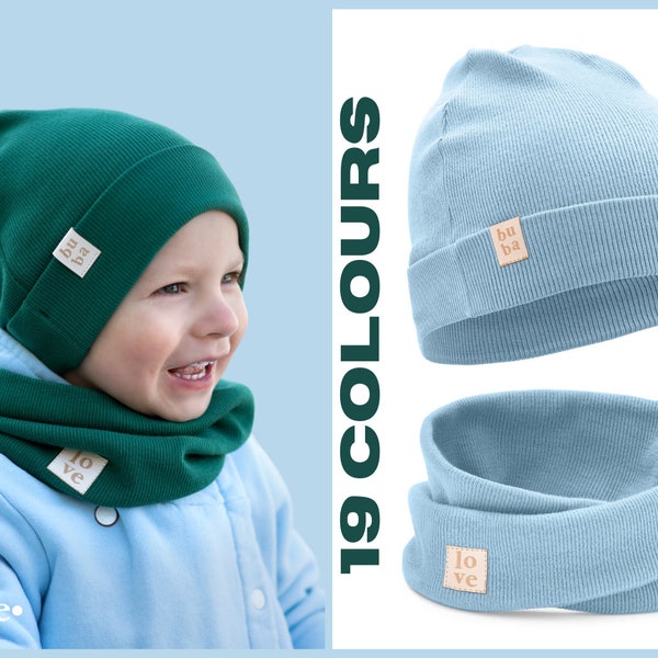 Cotton spring and autumn set (beanie+twisted scarf).