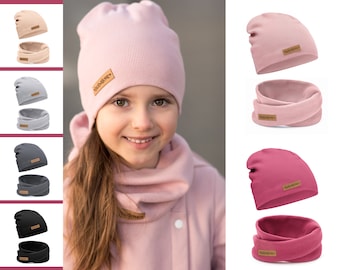 Casquette élastique en coton rose clair avec loopschal