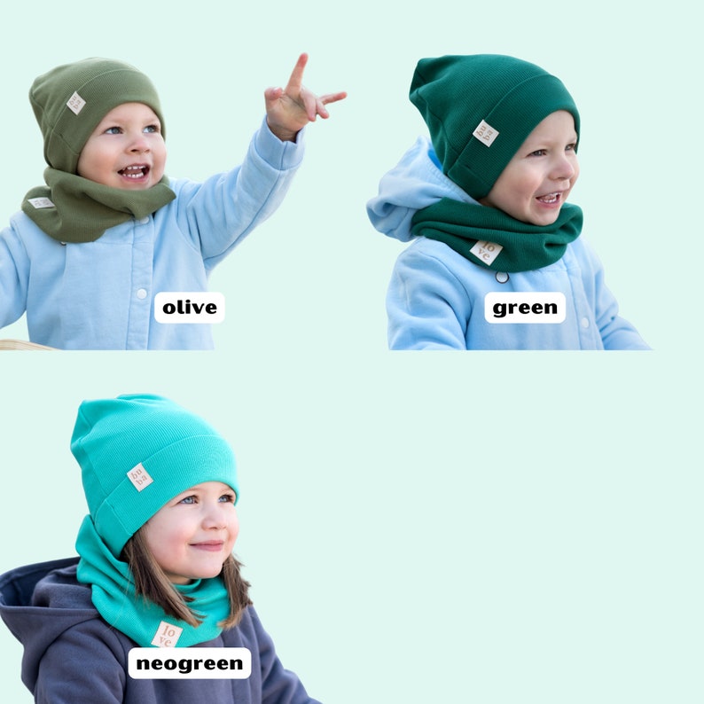 SET. Spring autumn cotton children's cap and loopschal image 6