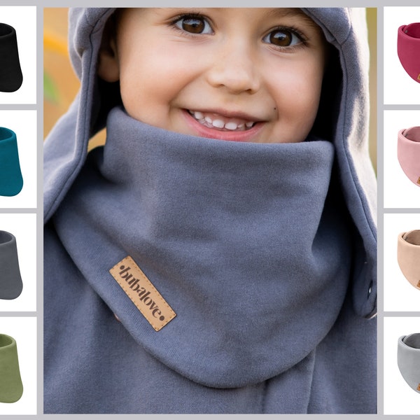 Écharpe d'hiver pour enfants en coton avec fermeture - différentes variations de couleurs.