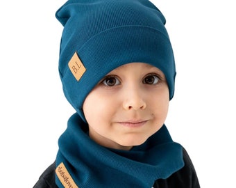 Ensemble pour enfants bonnet et loopschal, printemps-automne.