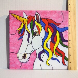 Unicorn Wall Art Print, Uni Canvas Print, Pink, Colorful Unicorn, Girls Bedroom Decor, Wall Art Hangings, Rainbow, Unicorn Lover Gifts, image 3