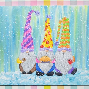 Gnome Painting Art Tutorial,Do It Yourself, Learn How to Paint, Winter Artworks, For Beginners, Children, Adult, Gnome Online Paint Party