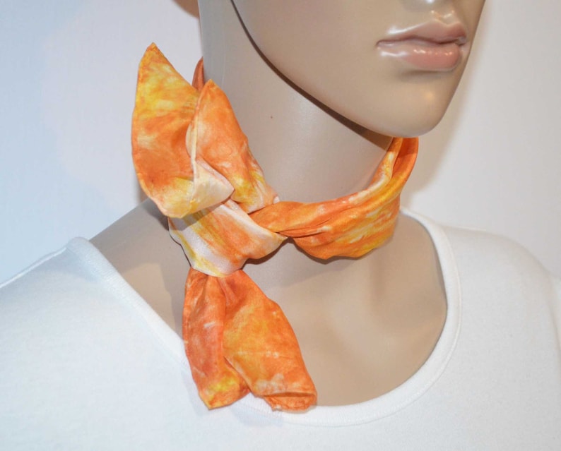7 X 23, Orange, Silk Scarf, Silk Scarves, Lady, Women, Small Scarves