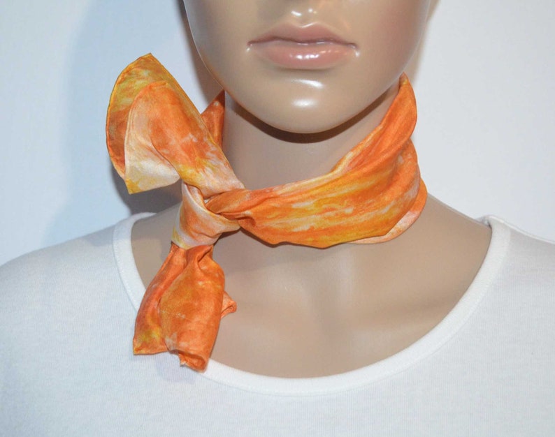 7 X 23 Orange Silk Scarf Silk Scarves Lady Women Small Etsy