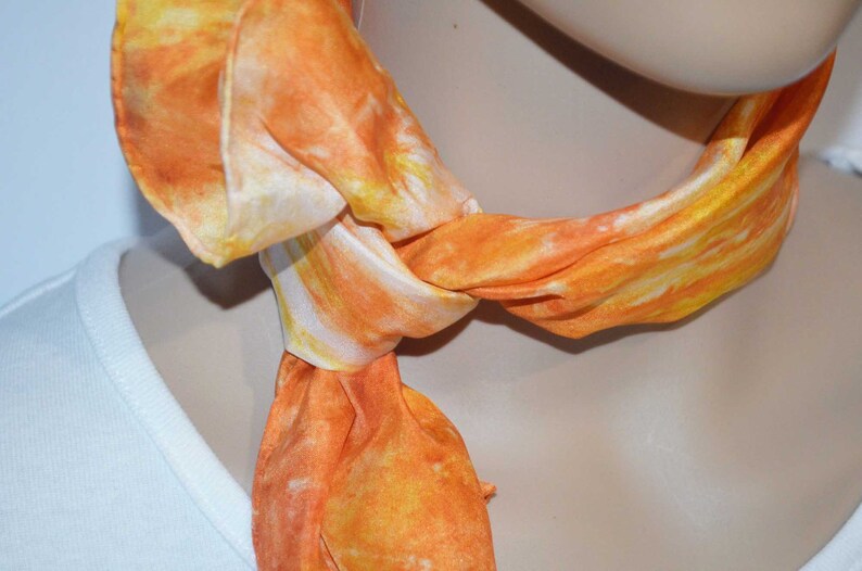 7 X 23, Orange, Silk Scarf, Silk Scarves, Lady, Women, Small Scarves