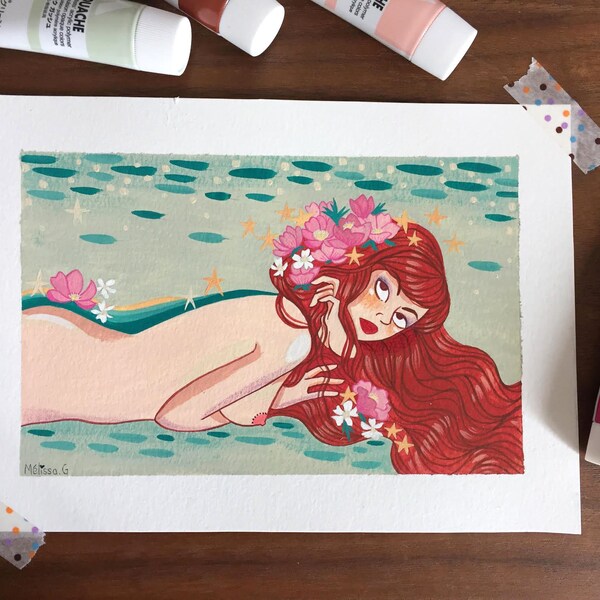 Illustration originale - Water Snakes (gouache)