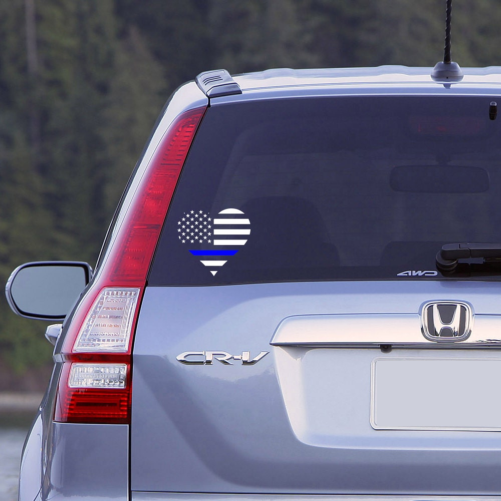 Thin Blue Line Heart Flag Car Window Decal, Police Decal, Love My Pol…