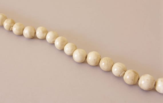 Patterned Conch Shell Mala Beads 8mm Nepal Brown Round 36 Inch Strand