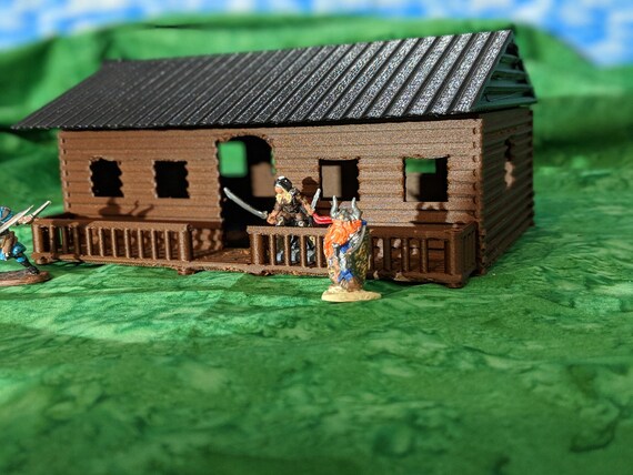 3d Printed Log Cabin For Table Top Rpg Games Scaled To 1 Etsy